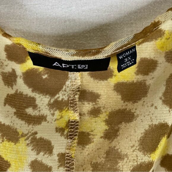 Apt 9 Top Women’s Yellow Brown Animal Print Sheer Overlay Camisole 3X Elastic - Picture 8 of 8